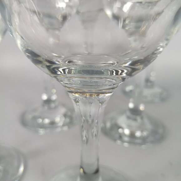 Vintage Italian Gold Rim Etched Hand Blown Crystal Stemmed Wine Glasses Set Of 6 - Picture 4 of 7